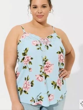 Torrid Sophie Georgette Embroidered Cami Garden Blooms Floral Tank Top